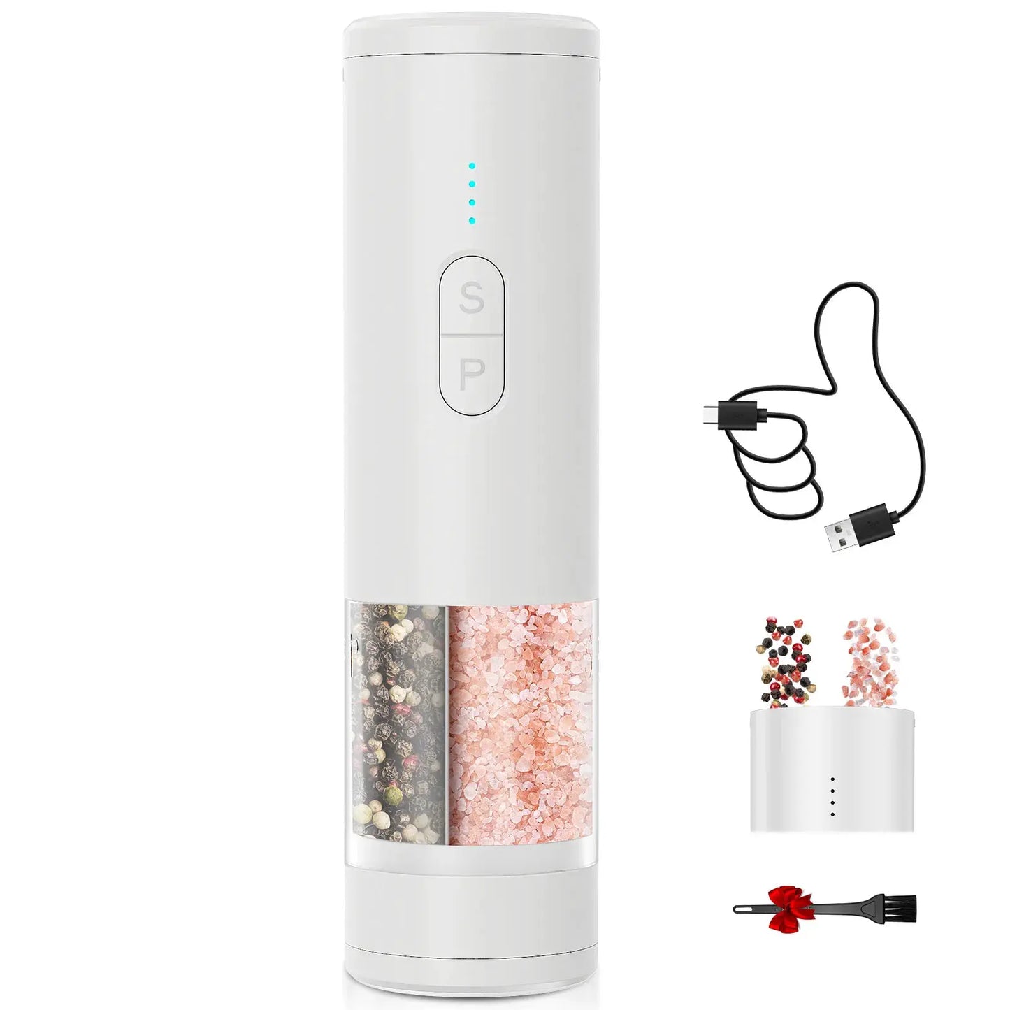 Automatic Salt And Pepper Grinder Set | Rechargeable Base | LED | 2-Piece Set