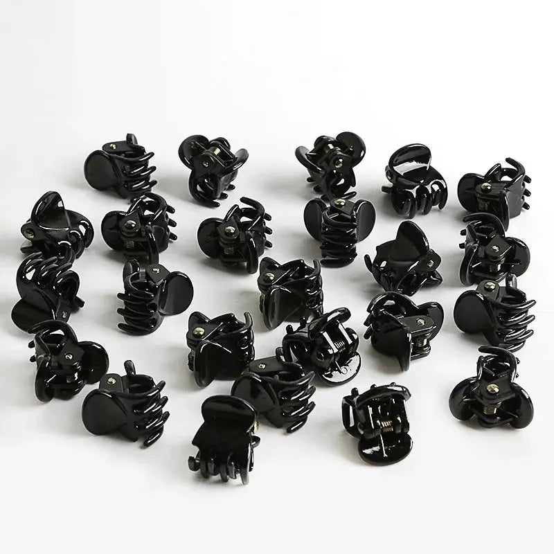 Small Hair Claw Clips | Mini Size | Black And Clear Plastic