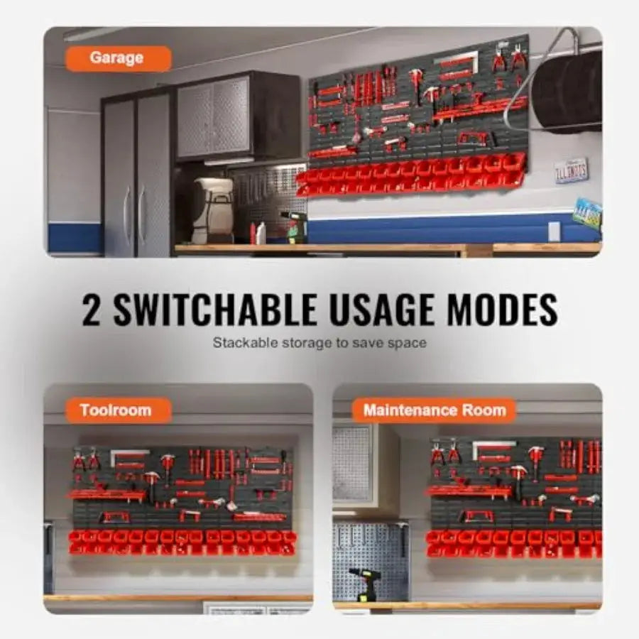 Wall Mounted Storage Rack System, with Wall Panels/Tool Holders/Hooks, Garage Plastic Shop Tool Organizer for Nuts, Bolts, Scre from PriceLows™