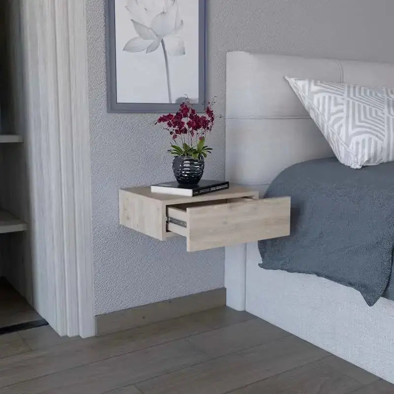 Milano Floating Nightstand , End Table, Side Table Wall-Mounted with Drawer -Light Gray -Bedroom from PriceLows™