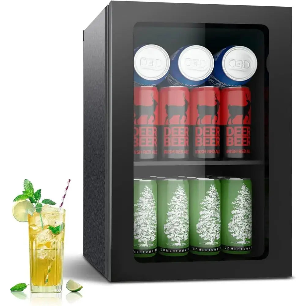 Compact 0.9 Cu. Ft. Mini Beverage Refrigerator with Clear Door, Adjustable Shelves, and Temperature Control for Beverages and Wi from PriceLows™