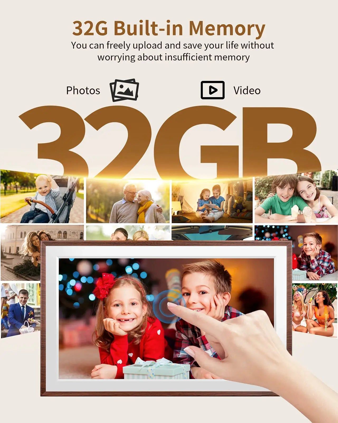 FRAMEO Digital Picture Frame- 15.6inch Digital Photo Frame with 1920 * 1080 IPS Touch Screen HD Disply,Built-in 32GB Storage,Wal from PriceLows™