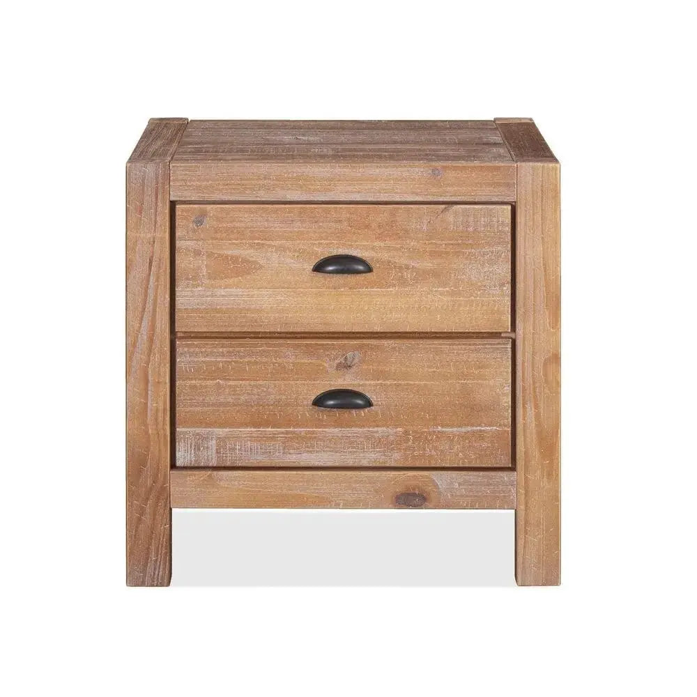 Montauk 2Drawer Bedside Nightstand, Solid Wood with Rustic Walnut Finish from PriceLows™