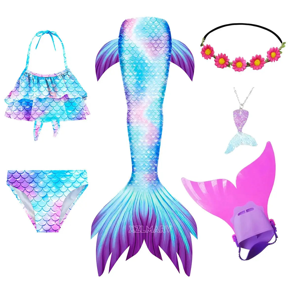 Mermaid Costume for Girl Mermaid Tail for Swimming Can Add Monofin Fin Girls Ariel Mermaid Costumes Cosplay Birthday Gift from PriceLows™