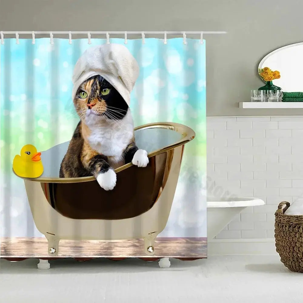Cute Little Yellow Duck Shower Curtain Cartoon Funny Smiley Face Bathroom Waterproof Bath Duck Fabric 12 Hooks Bathroom Decor from PriceLows™
