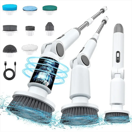 Electric Spin Scrubber | 8-in-1 Cleaning | IPX7 Waterproof | Adjustable Extension