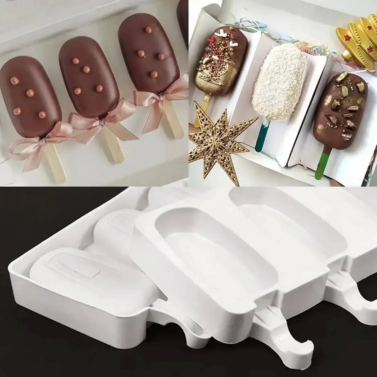 Silicone Ice Cream Mold DIY Chocolate Dessert Popsicle Tray Ice Cube Maker Homemade Cooking Tools Party Supplies from PriceLows™