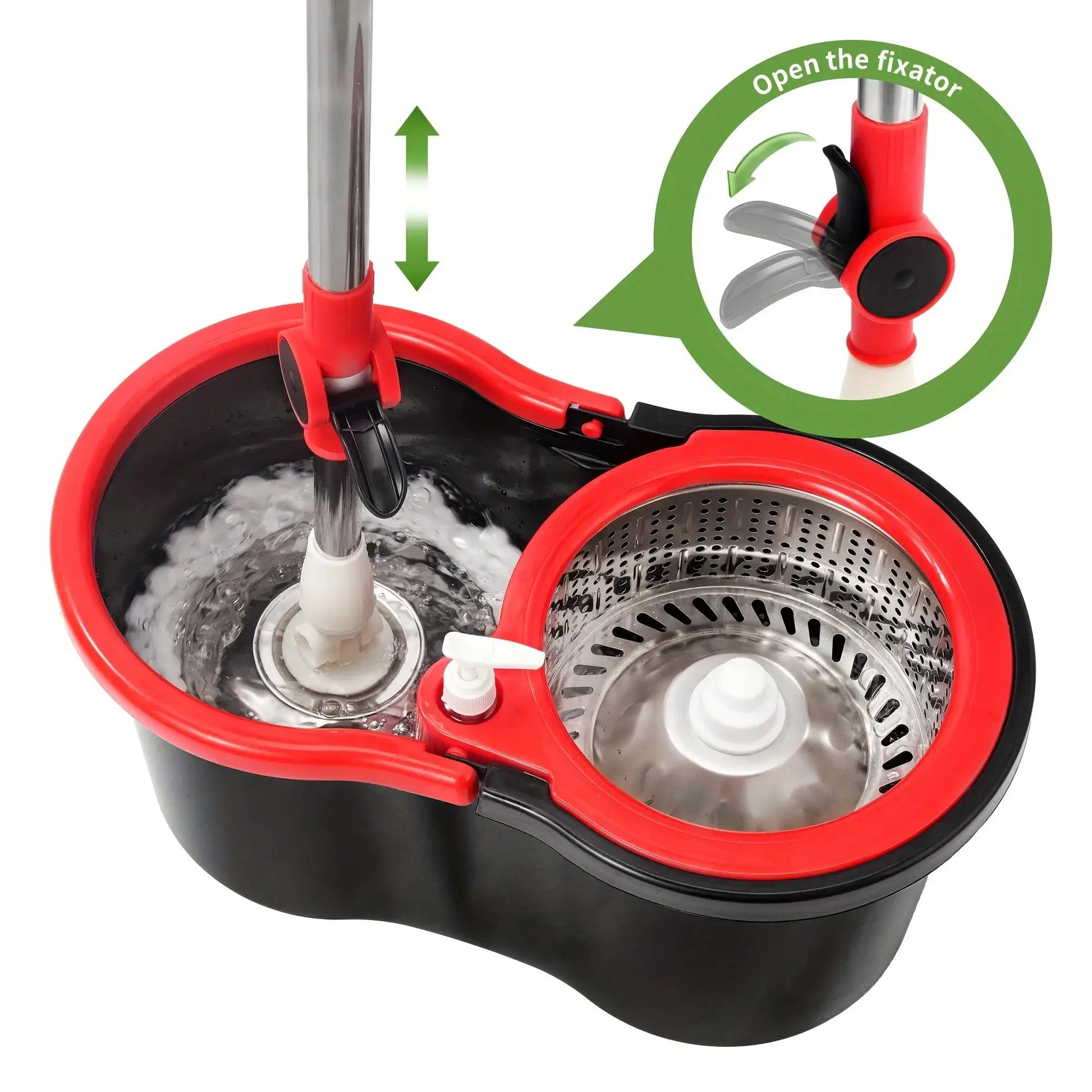 Heavy Duty Spin Mop and Bucket Set 360° Rotating Floor Cleaner with 3 Microfiber Mop Heads Adjustable Handle from PriceLows™