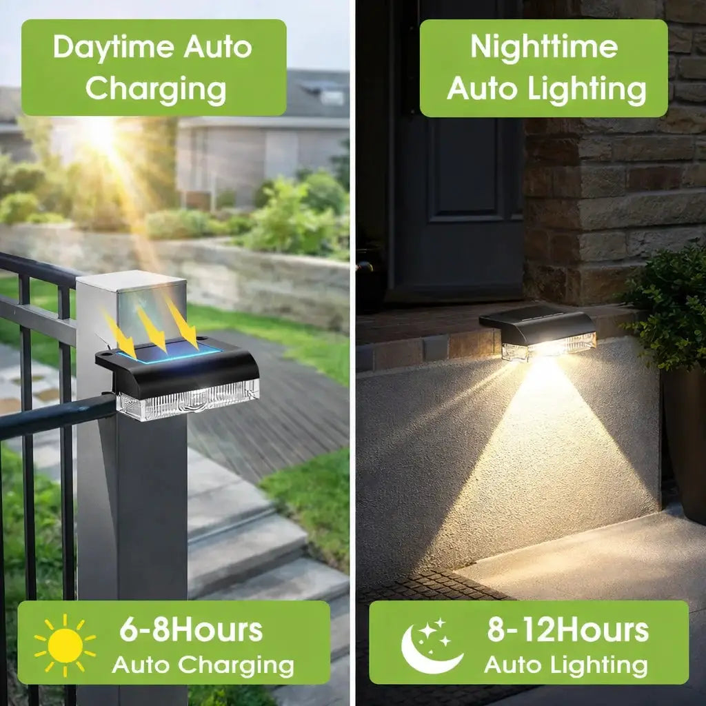6/14 Pack Outdoor Solar Fence Lights Waterproof LED Step Lights for Deck, Yard, Patio, Garden, Pathway, Pool & Stairs from PriceLows™