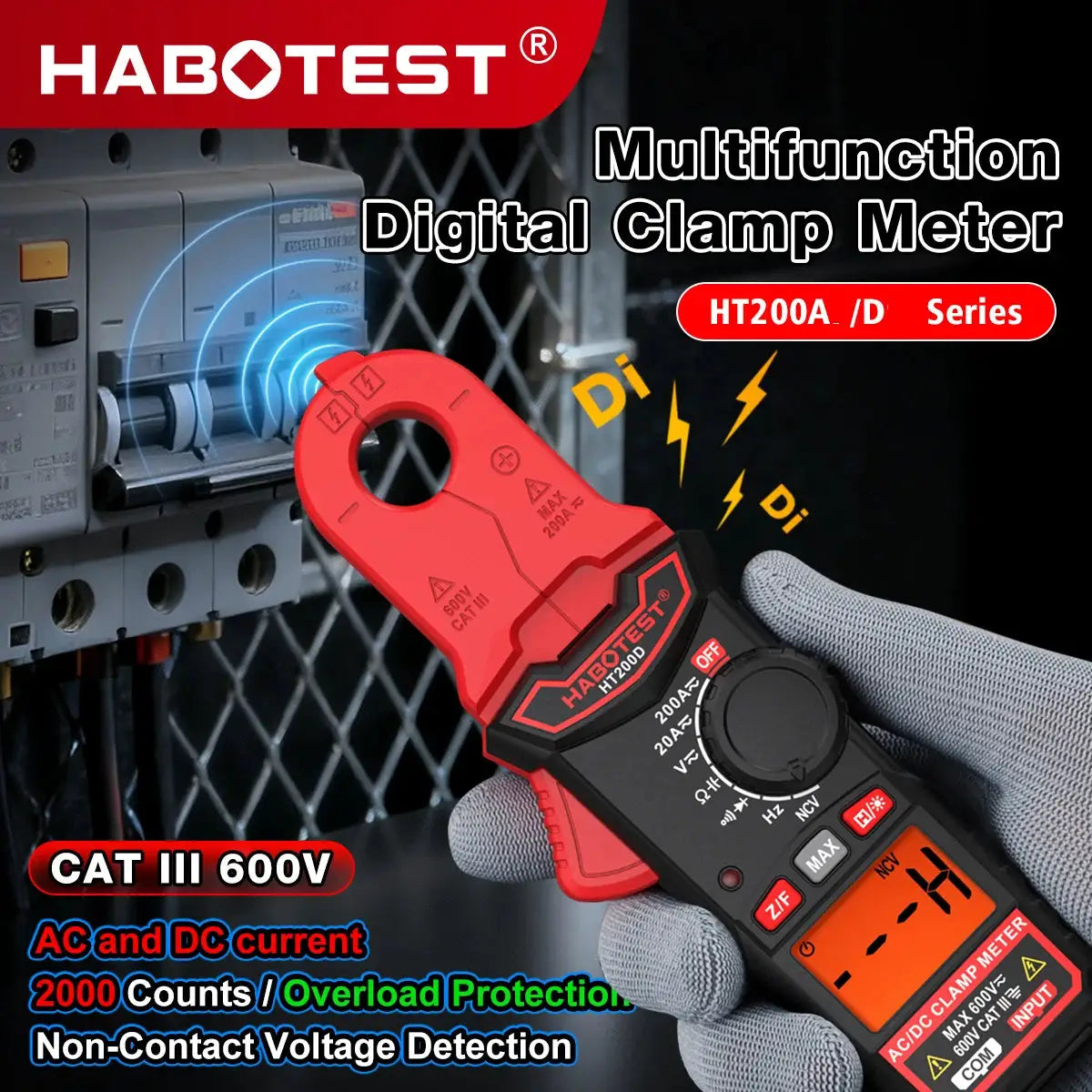 HABOTEST HT200A/D Digital True RMS Multimeter AC/DC 200A Clamp Tester Capacitance Measurement 20MHz Frequency CE RoHS Certified from PriceLows™
