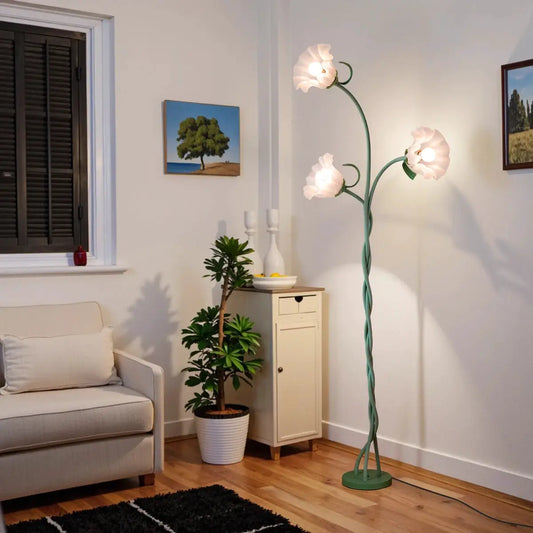 Retro 3-Head Flower Floor Lamp, Contains Bulb, 3-Color Dimmable, with Flexible Neck Shaft That Can Be Adjusted at Will, Suitable for Living Room, Bedroom, Study Room Decoration. from PriceLows™