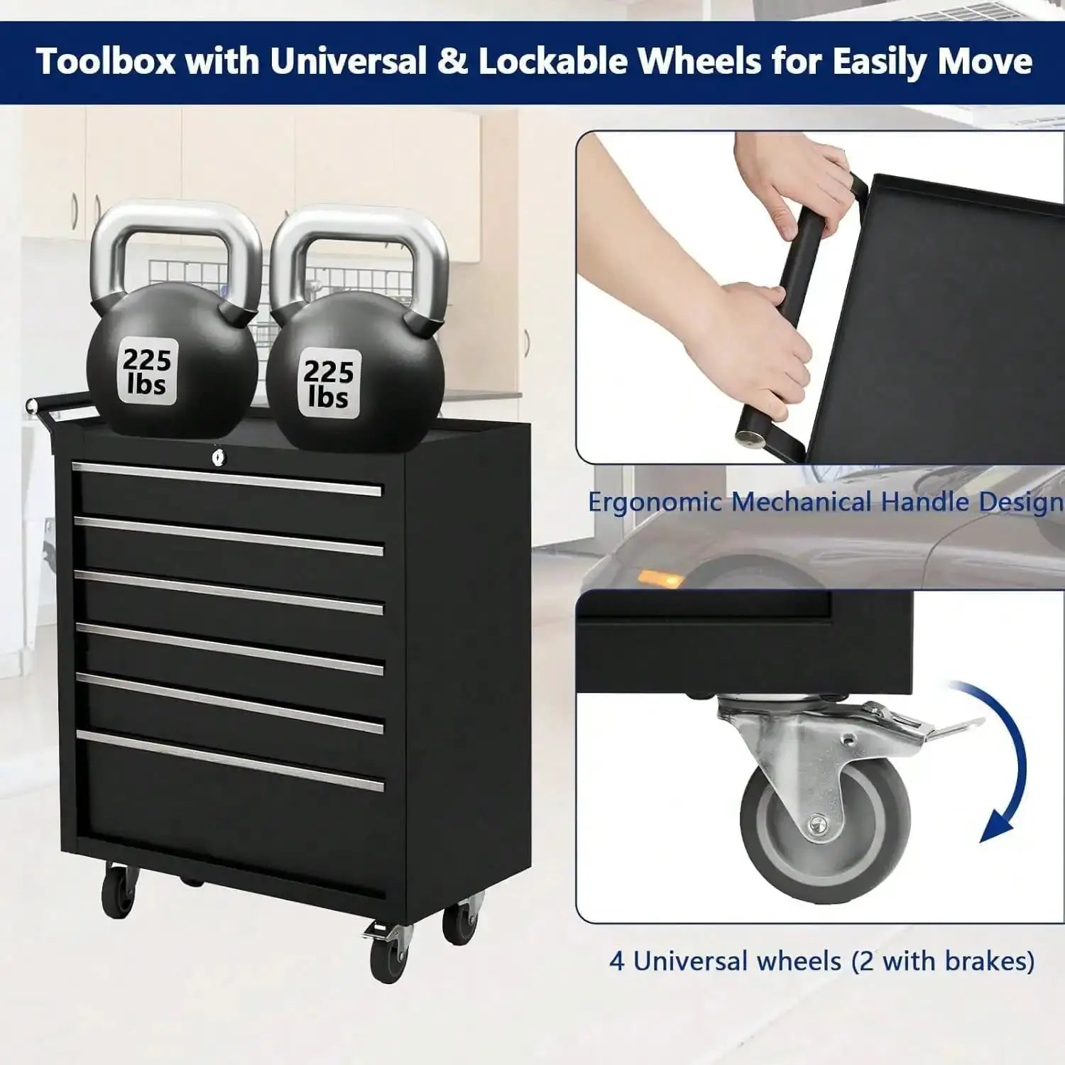 Tool Box, 6-Drawer Rolling Tool Chest Locking System, Lockable Wheels & Sliding Drawers, 24 Inch Heavy-Duty Tool Storage Cabinet For Garage Workshop Warehouse Repair Shop Rolling Tool Chest, 6 Drawers Tool Storage Cabinet, To from PriceLows™