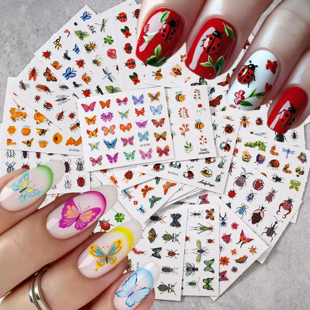 30PCS 3D Mixed Butterfly,Flower,Ladybug,Leaves Nail Art Stickers Spring&Summer Kawaii Insect Nail Slider DIY Ladybug Nail Decal from PriceLows™