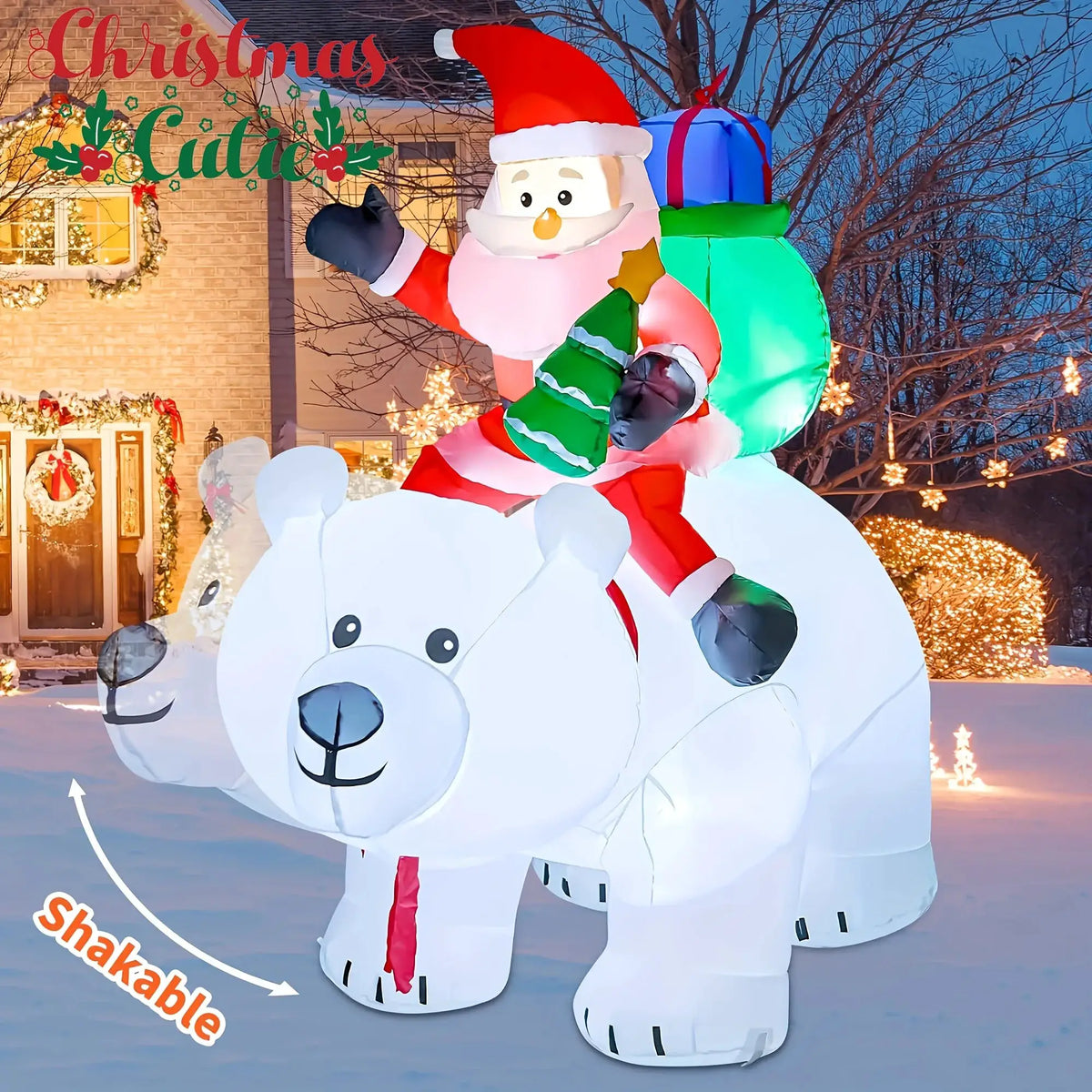 Christmas Inflatable Santa Decor | Shaking Head | LED Lights | 6 Ft