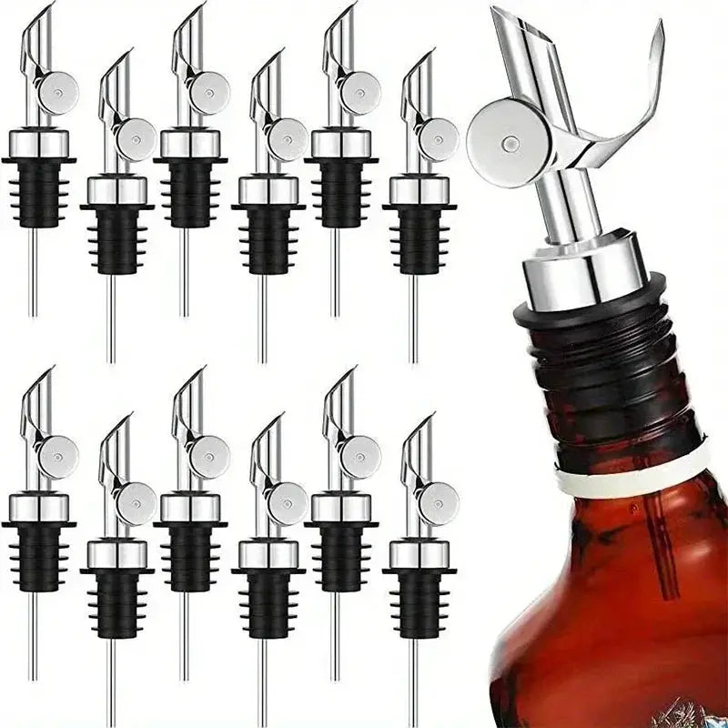1PC 304 Stainless Steel Olive Oil Stopper Cap Dispenser Spout Sauce Vinegar Auto Open Pourer Nozzle Wine Liquor Bottle Plug from PriceLows™