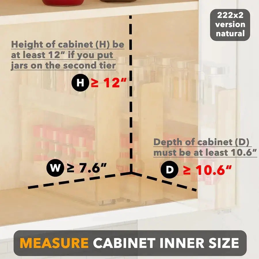 Bamboo Pull Out Spice Rack Organizer for Cabinet, Heavy Duty Slide Out Seasoning Kitchen Pantry Sliding Vertical Organization, 7 from PriceLows™