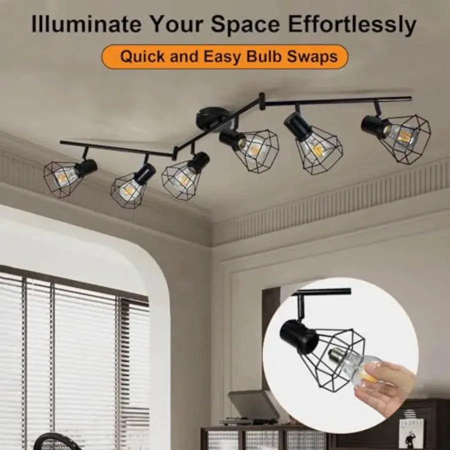 6-Light Track Lighting Directional Rotatable Ceiling Light Fixture Black Farmhouse Track Spotlight for Kitchen Bedroom Living R from PriceLows™