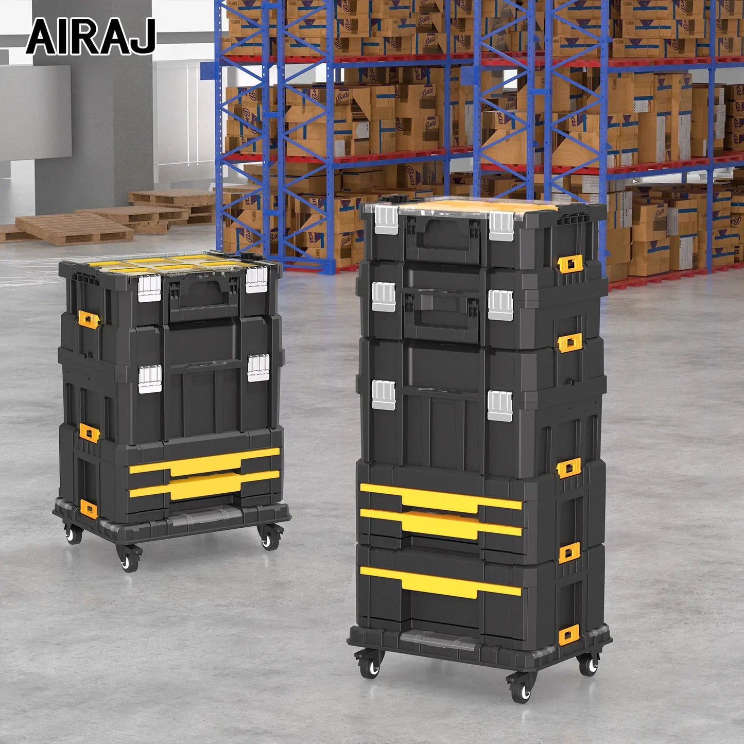 AIRAJ MultiFunctional Tier Stackable Rolling Plastic Portable Folding Tool Storage Box , Suitable for Garage Storage from PriceLows™
