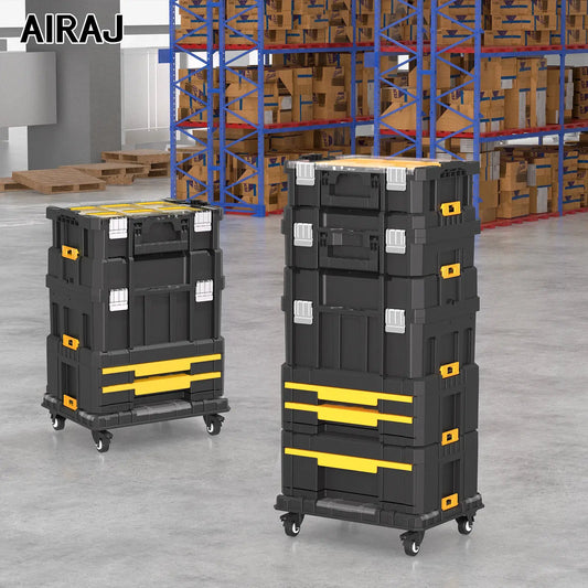 AIRAJ MultiFunctional Tier Stackable Rolling Plastic Portable Folding Tool Storage Box , Suitable for Garage Storage from PriceLows™
