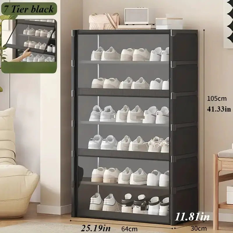 Dust-Proof and Transparent Large-Sized High-Shoe Rack, Shoe Cabinet, Suitable for 5-9 Levels of Storage, Can Accommodate 12-24 Pairs of Shoes Sports Shoe Rack Organizer, Shoe Cabinet, Closed Shelf, Shoe Rack Support Piece, Su from PriceLows™