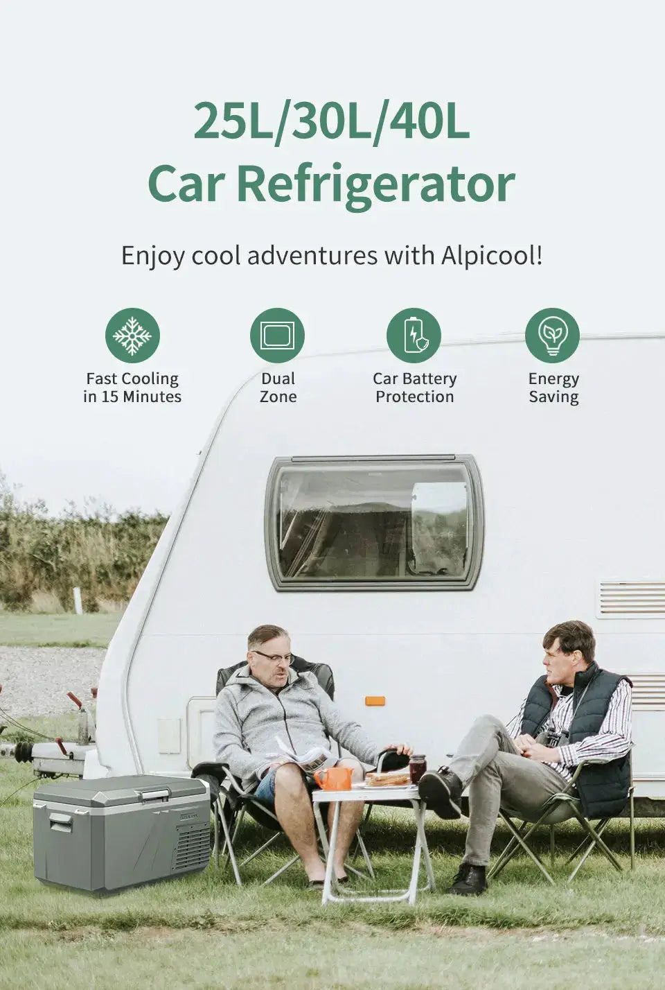Alpicool QX 25L 30L 40L Car Refrigerator 12/24V DC 100-240V AC Fridge Freezer Dual Zone Portable Compressor Cooler for Camping from PriceLows™