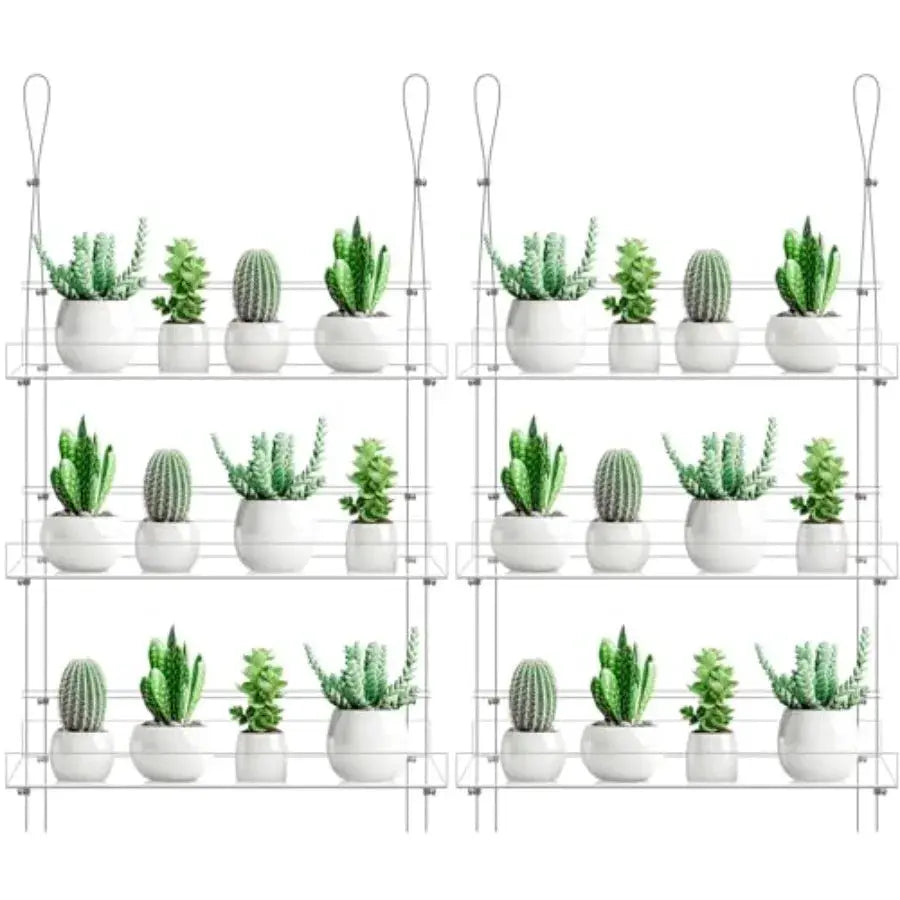 2 Pcs 16 Inch 3 Tier Clear Hanging Window Plant Shelves Acrylic Shelves Hanging Plant Stand Window Hanger Flower Pot Organizer from PriceLows™