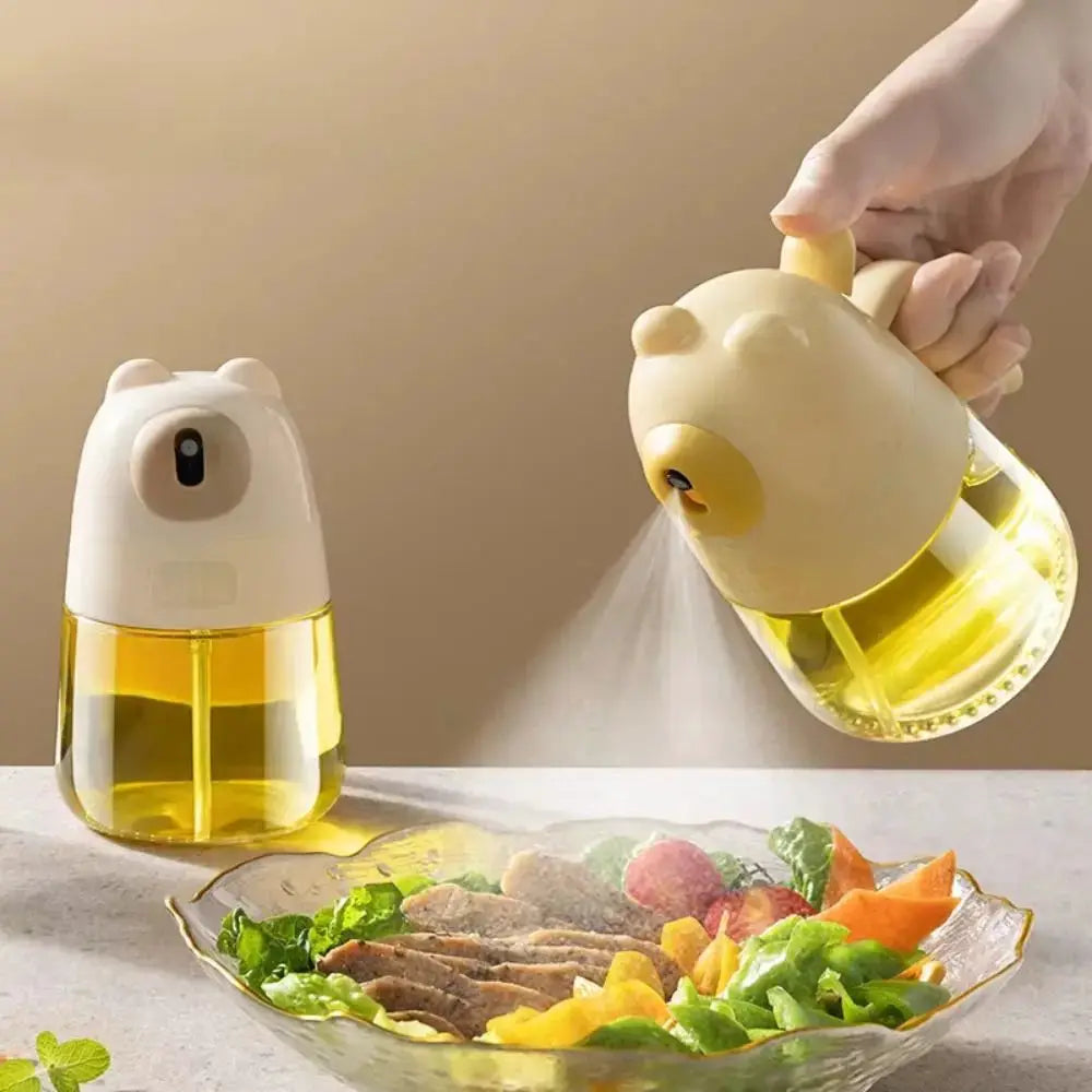 Glass Oil Sprayer Bottle | 300ml Capacity | Refillable | White Yellow