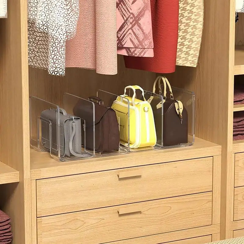 4 Slots Handbag Storage Racks Transparent Wardrobe Divider Shelf Acrylic Storage Holder Closet Organizer Bags Display Racks from PriceLows™