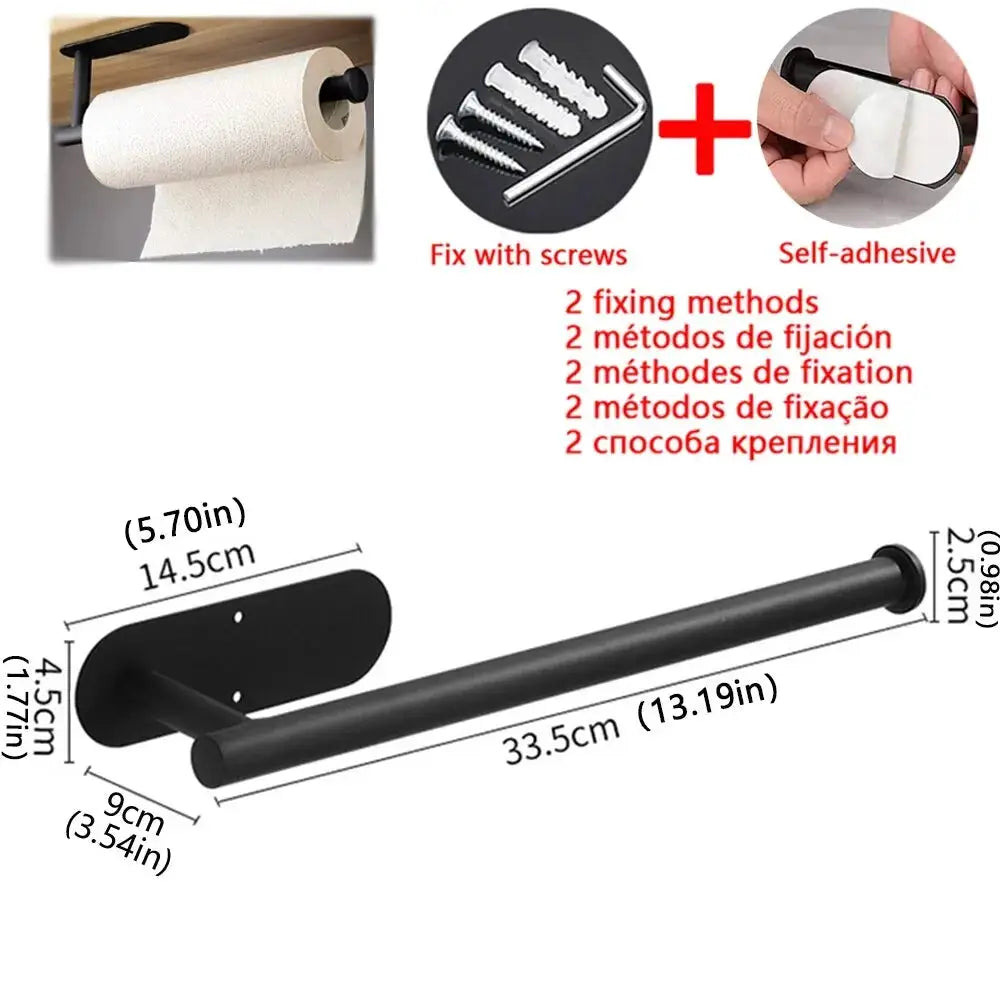 Kitchen Paper Towel Holder Adhesive Tissue Hanger Toilet Roll Paper Dispenser Cabinet Storage Napkin Rack Bathroom Accessories from PriceLows™