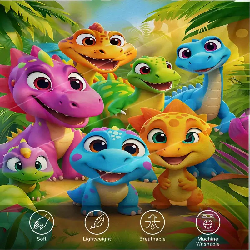 Vibrant Jungle Dinosaur Fitted Sheet Set, Skin-Friendly Fabric Bed Sheet, Deep Pocket Design for Twin/Full/Queen Size Beds from PriceLows™