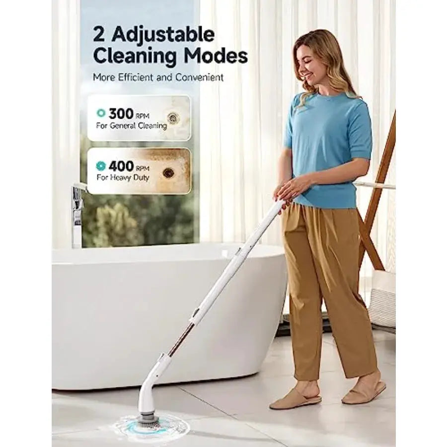 Cordless Shower Scrubber | 4 Brush Heads | Adjustable Extension Handle | HS1
