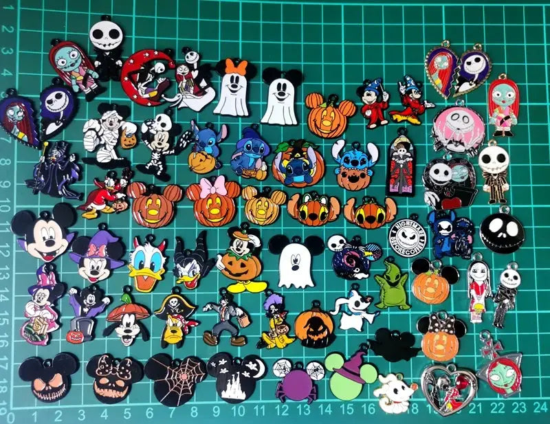 Halloween Pendant Charms | Metal Design | Cartoon Pattern | 10 Piece Set