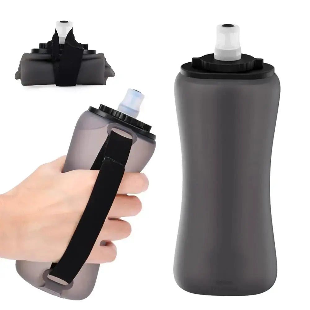 Handheld Collapsible Cycling Bottle 350ml Capacity Wide Mouth Hydration Bottle Silicone Soft Flask Gym from PriceLows™