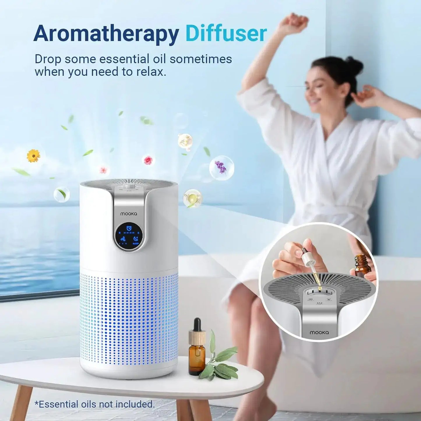 Air Purifiers for Home Large Room Up to 1500ft² with Aromatherapy, HEPA Air Purifier Air Filter Cleaner 15dB, M03, White from PriceLows™