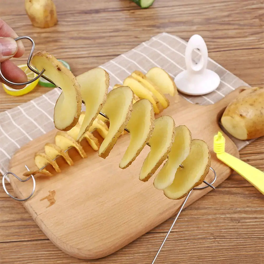 Tornado Potato Slicer with 4 Stainless Steel Sticks Spiralizer Chips Maker Manual Twisted Potato Slicer Kitchen Gadgets from PriceLows™