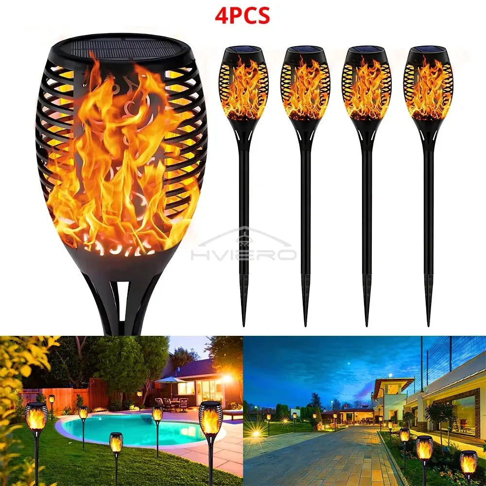 1/2/4/6/8/10PCS 12LED Solar Flame Torch Light Flickering Light Waterproof Torches Decoration Outdoor Lawn Yard Patio Floor Lamp from PriceLows™