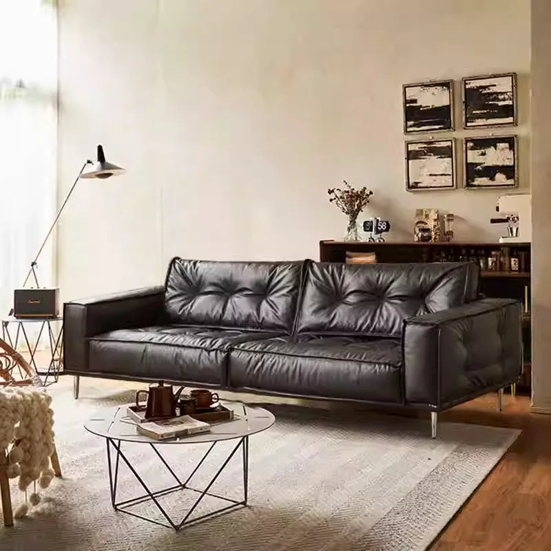 Leather Sofa | Oil Wax Finish | Top Grain Cowhide | Small Living Room