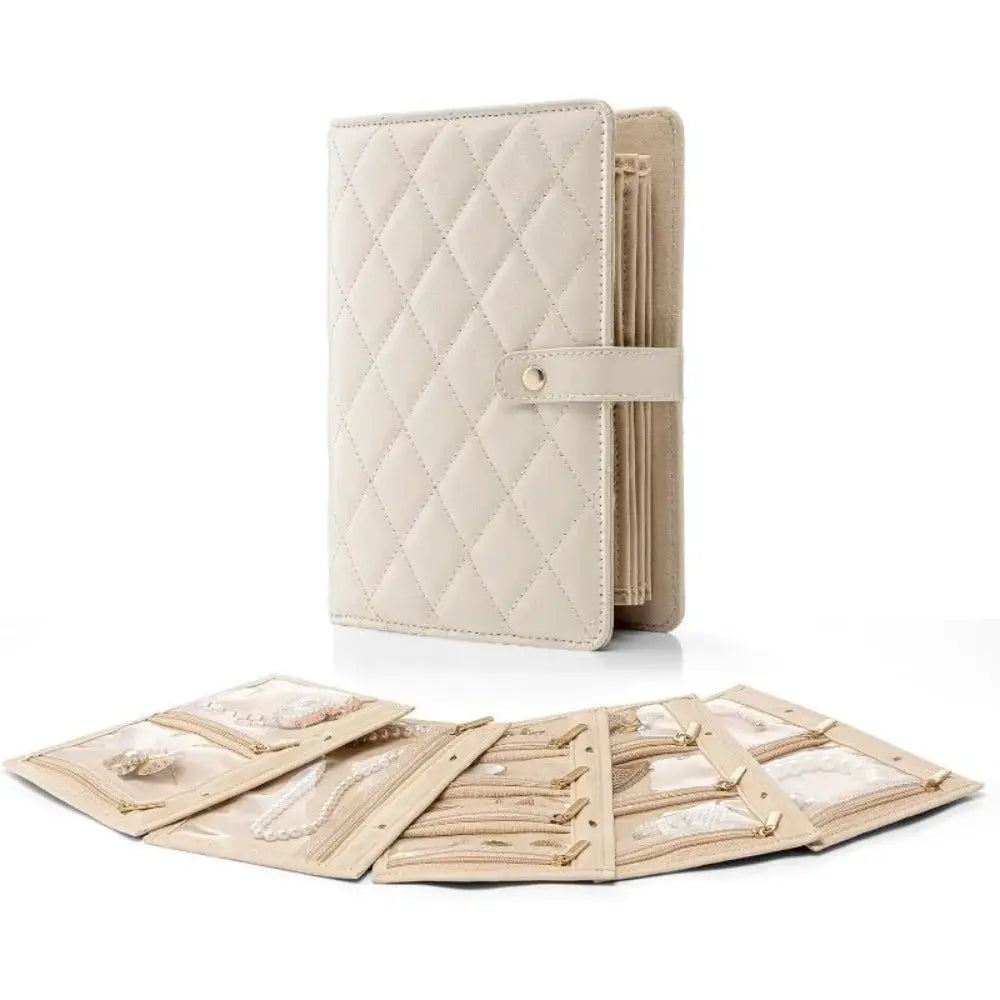 Transparent Jewelry Storage Book with Zipper Velvet Jewelry Packaging Box Luxury PU Leather Clear Pockets Jewelry Organizer from PriceLows™
