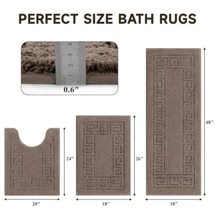 Bathroom Rugs Sets 3 Pcs Non Slip Washable, Absorbent Microfiber Bath Mats for Bathroom Shower Rug Runner Quick Dry, Plush Supe from PriceLows™