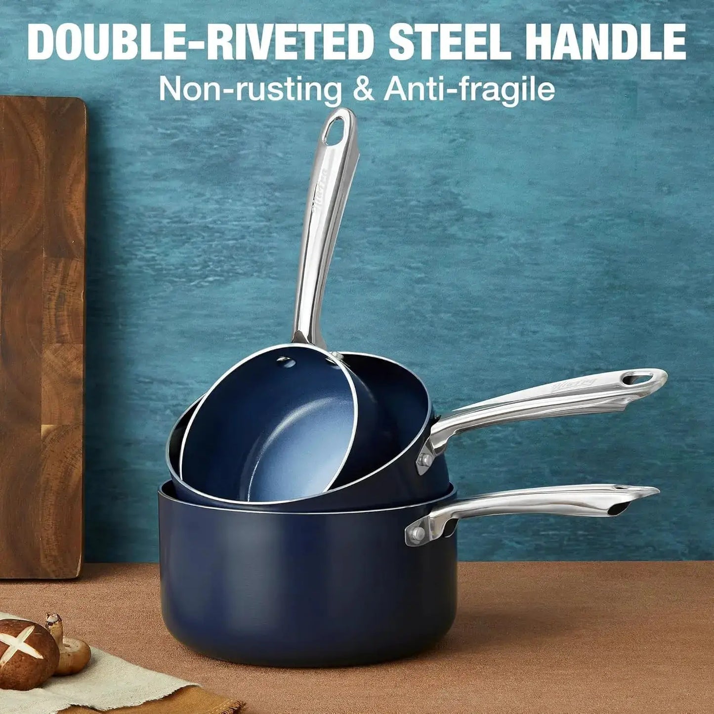KOCH SYSTEME CS Nonstick Saucepan Set with Lids, 1+2+3QT Pot Set with Ceramic Nonstick Coating, Less Oil and Easy to Clean from PriceLows™