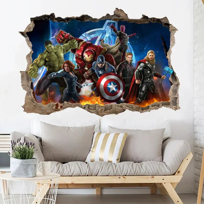 3D Wall Sticker | Size 60x40 cm | Avengers | Hulk Iron Man Captain America Thor