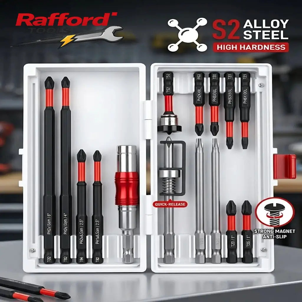 Rafford PH2 Magnetic Steel Screwdriver Bit Set — 15-Piece S2 Steel Impact Bit Set, Multi-Size Tool Accessories from PriceLows™