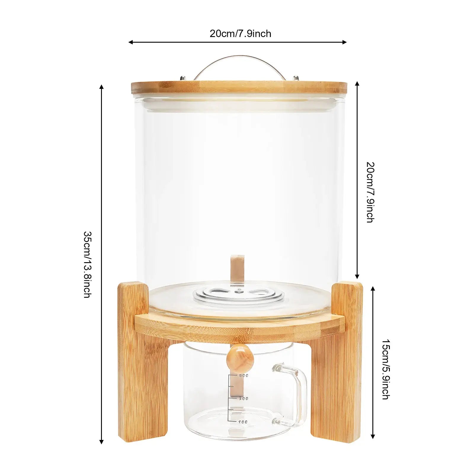 5L Cereal Dispenser Flour Rice Storage Container Glass Tank W/ Lid Measuring Mug For Pantry Organization And Storage from PriceLows™