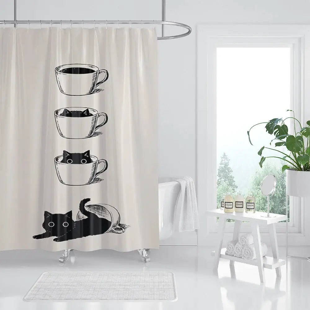 unframed Cat Printed Shower Curtain Color Cartoon Lovely Animal Bear Polyester Fabric Hanging Curtains Bathroom Bathtub Decor wi from PriceLows™