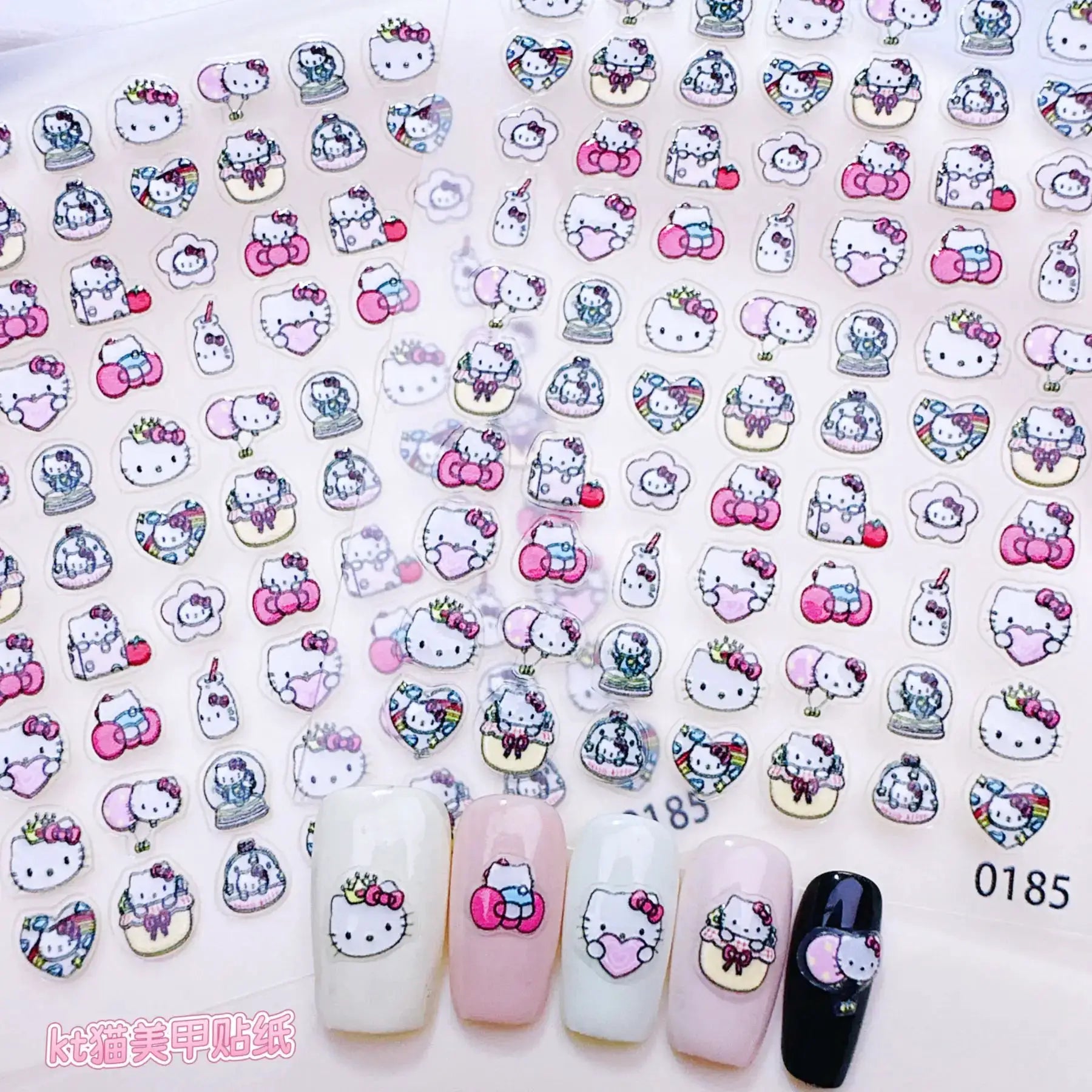 1Pcs Korean Ins Cute Kitty Nail Stickers - Sweet Cartoon Press-On Nail Art Decor for Kawaii Manicures & DIY Designs from PriceLows™