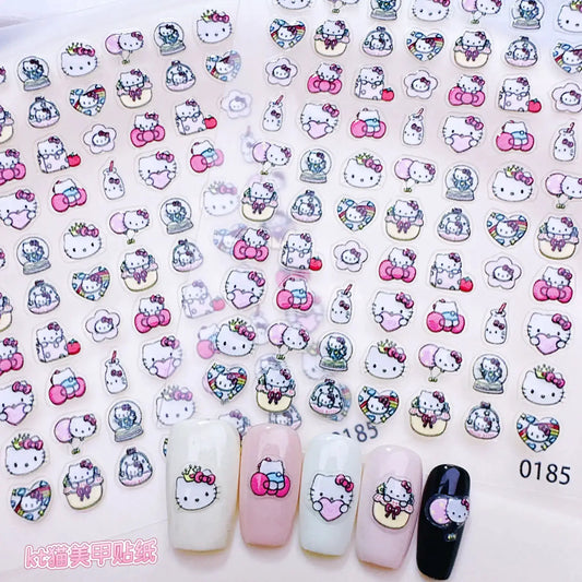 1Pcs Korean Ins Cute Kitty Nail Stickers - Sweet Cartoon Press-On Nail Art Decor for Kawaii Manicures & DIY Designs from PriceLows™