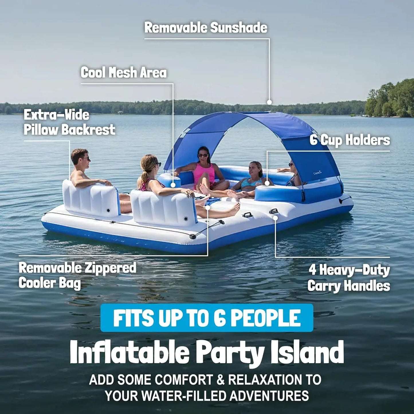Inflatable Island | 6 Person Capacity | Tropical Breeze | Large