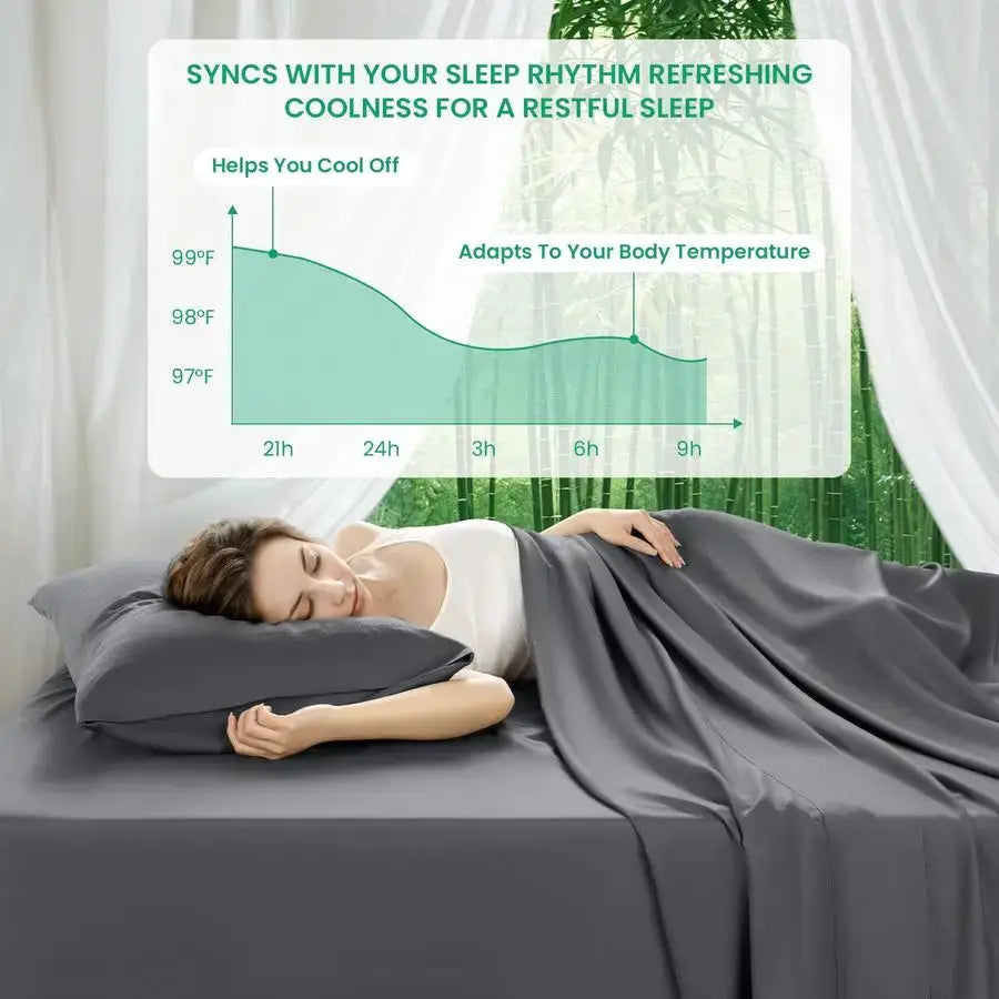 100 Viscose Derived from BambooSheets Queen Size, Ultra Breathable amp Cooling Bed Sheets for Hot Sleepers, Hotel Luxury Silky B from PriceLows™