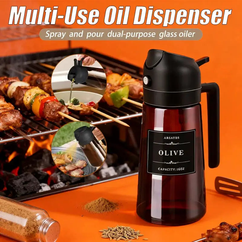 Oil Dispenser | 2in1 Glass Sprayer | Leak Proof | 16oz 470ml