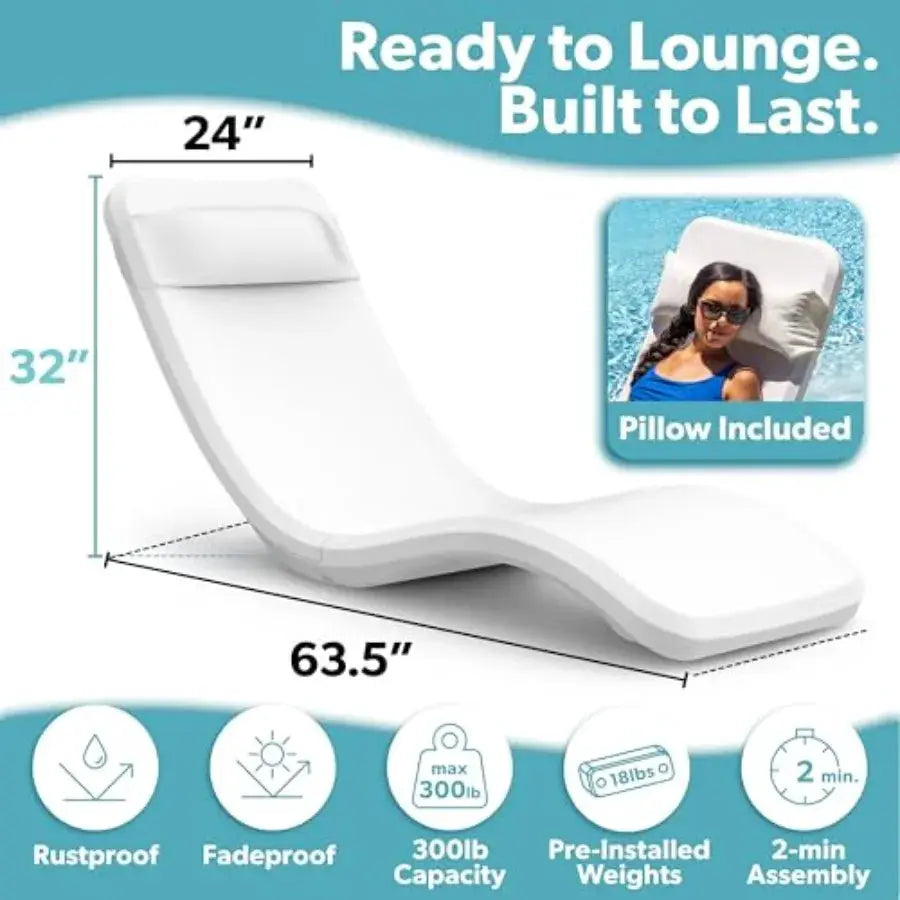 Pool Lounge Chair | Waterproof Polyester Fabric | Pool Blue | One Size